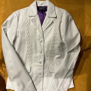 FREE PEOPLE WHITE LEATHER JACKET